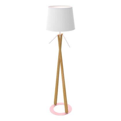 Levné svítidlo od značky Aluminor bílá/světlé dřevo/růžová ocel/bukové dřevo/chintz