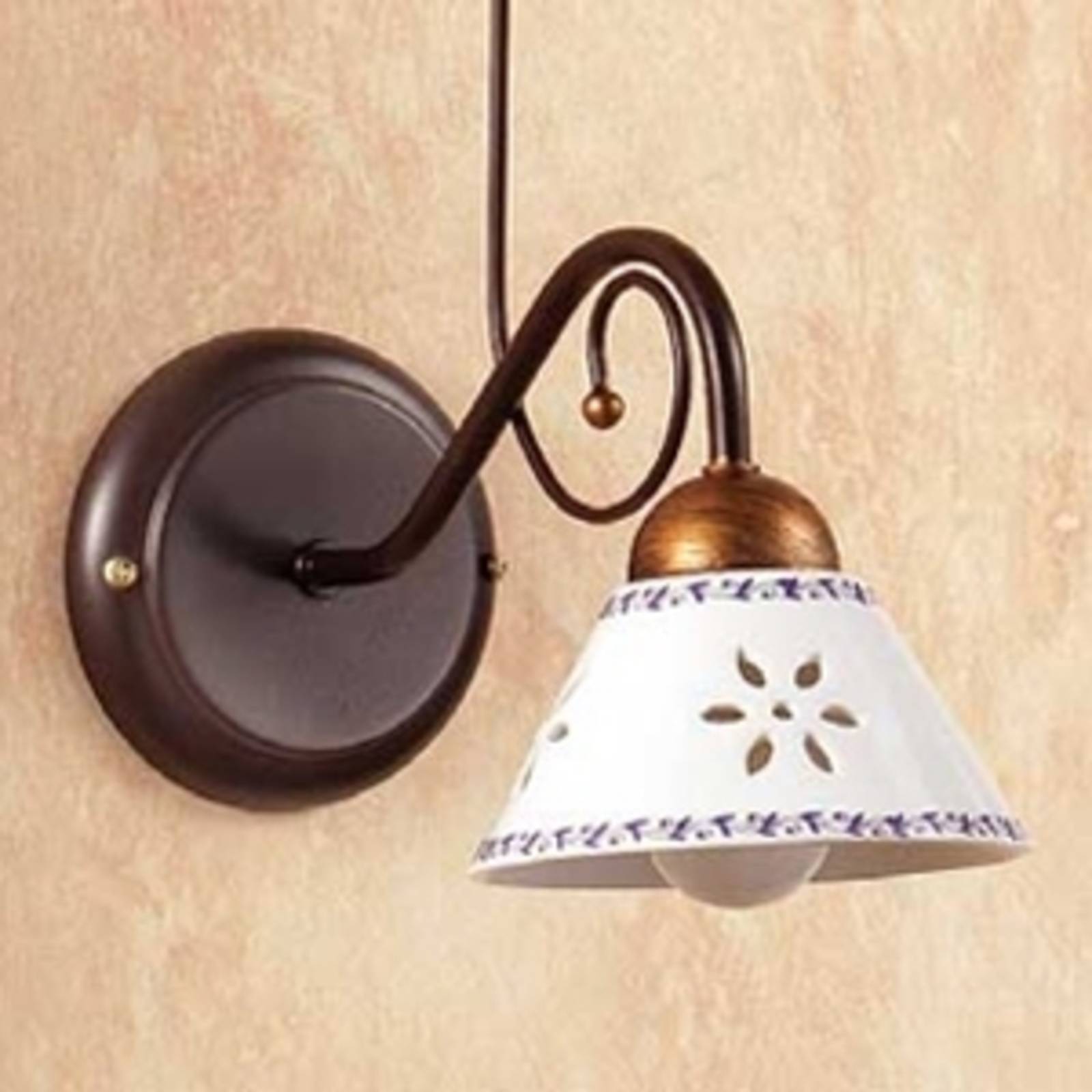 Levné světlo Ceramiche Nástěnné světlo LIBERTY Levné svítidlo od značky Ceramiche bílá/bronzová/modrá keramika/kov