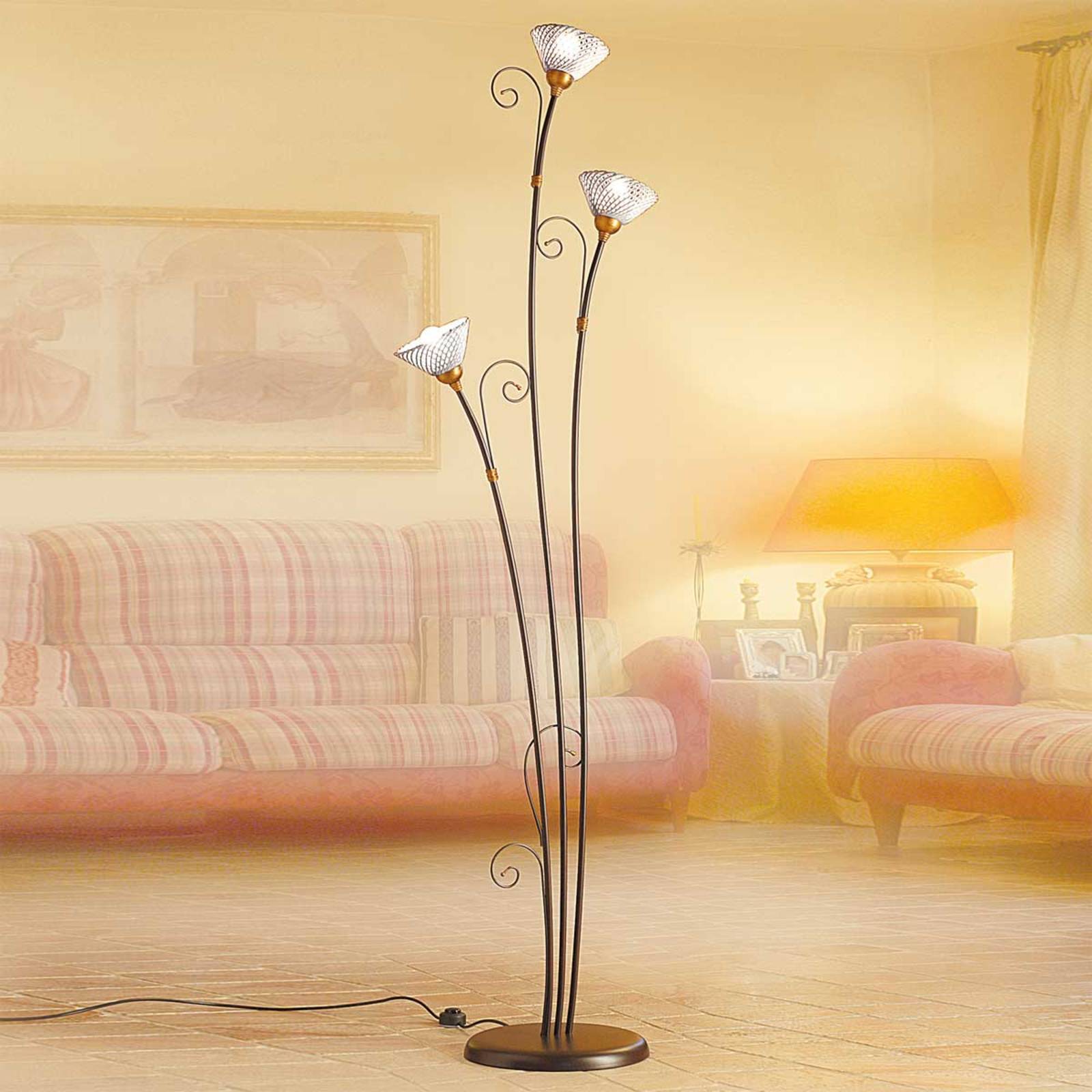 Levné světlo Ceramiche Stojací lampa Retina Levné svítidlo od značky Ceramiche bílá/bronzová keramika/kov