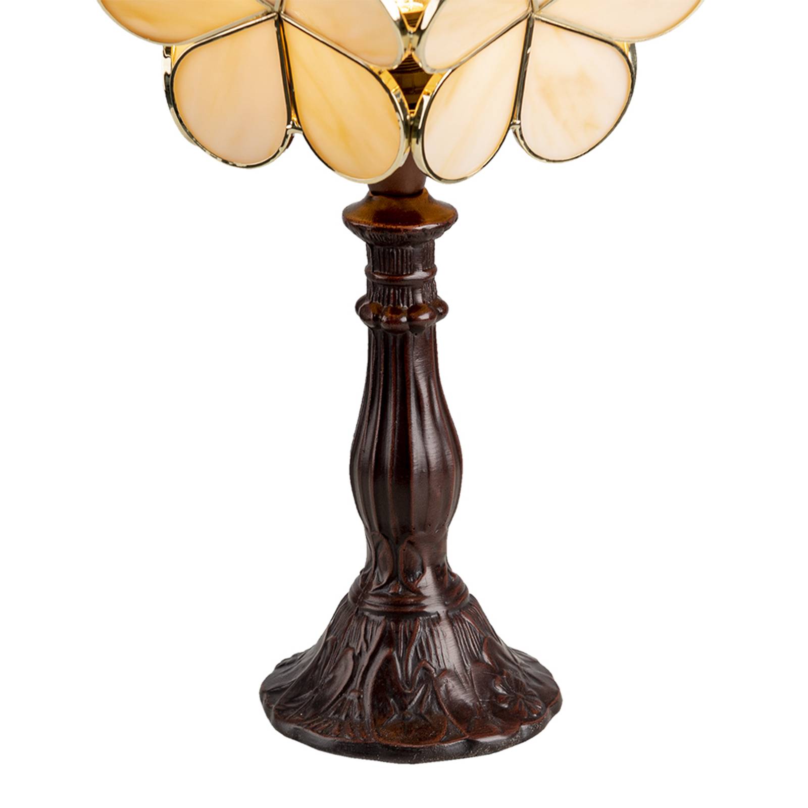 Levné světlo Clayre&Eef Stolní lampa 5LL-6095 v designu Tiffany Levné svítidlo od značky Clayre&Eef hnědá/béžová polyresin/sklo
