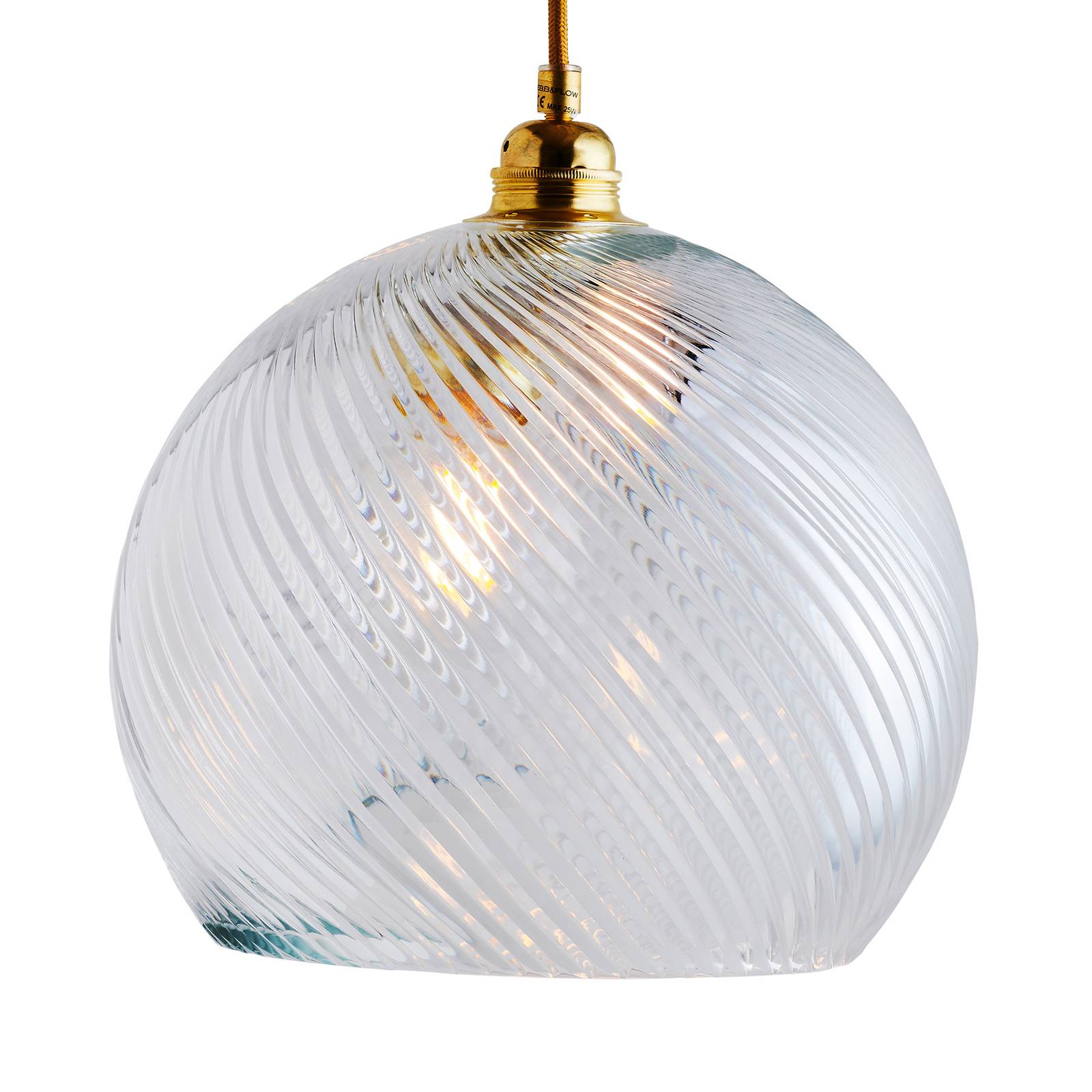Levné světlo EBB & FLOW Závěsná lampa Rowan zlatá/křišťálová Ø 28 cm Levné svítidlo od značky EBB & FLOW zlatá/čirá Sklo/kov/textil