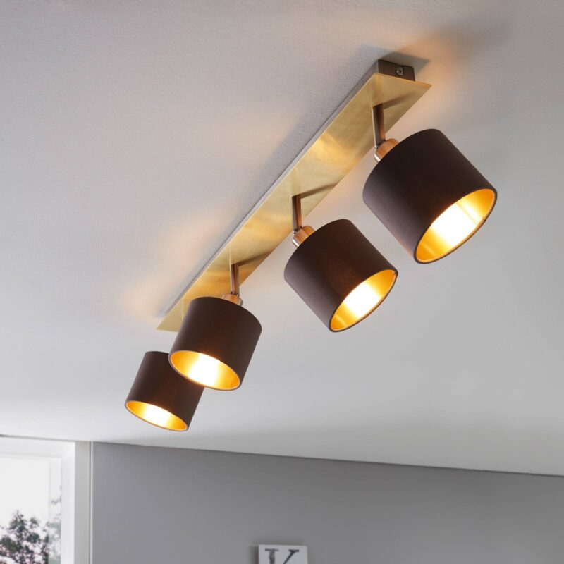 Levné svítidlo od značky EGLO kartáčovaná mosaz/cappuccino/zlatá kov/textil