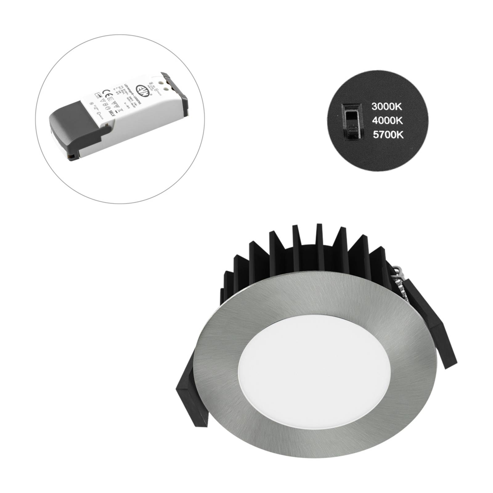Levné světlo EVN Solido68 LED vestavné stropní svítidlo 10W chrom Levné svítidlo od značky EVN saténový chrom/opál hliník/plast