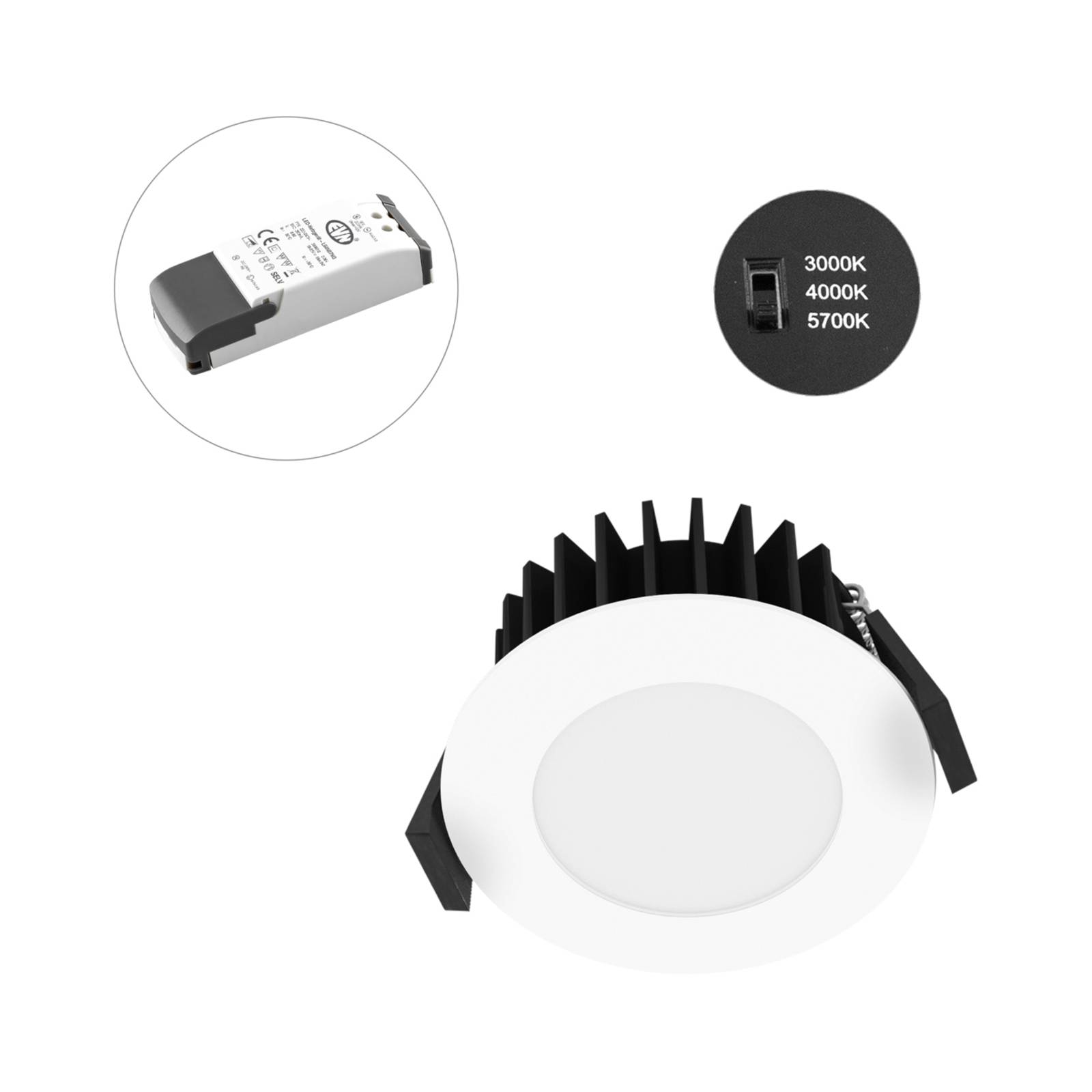 Levné světlo EVN Solido68 LED vestavné stropní svítidlo 7W bílé Levné svítidlo od značky EVN bílá/opálová hliník/plast