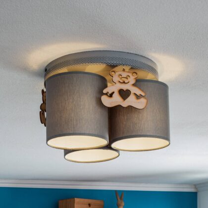 Levné svítidlo od značky Eko-Light šedá/světlé dřevo kov/textil/dřevo