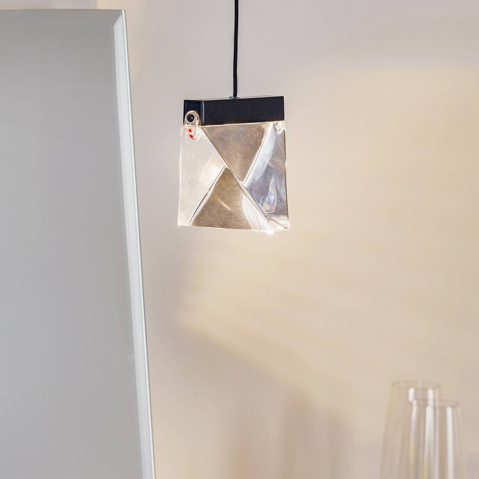 Levné světlo Fabbian Tripla LED závěsné světlo křišťál antracit Levné svítidlo od značky Fabbian čirá/antracit křišťál/hliník