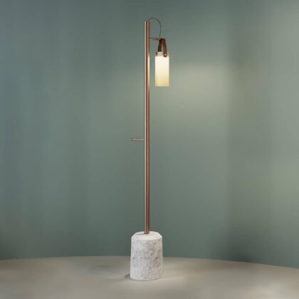 Levné svítidlo od značky Fontana Arte mramorovaná/měď matná/hnědá/bílá mramor/kov/sklo/kůže