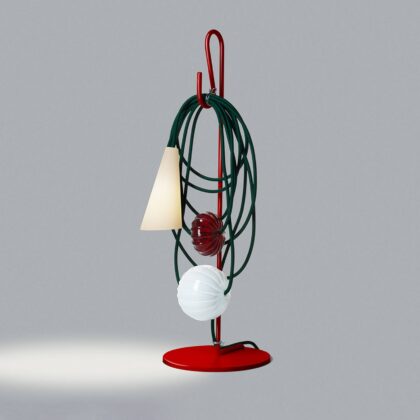 Levné svítidlo od značky Foscarini červená/bílá/tmavě zelená porcelán/foukané sklo/lakovaný kov/textil
