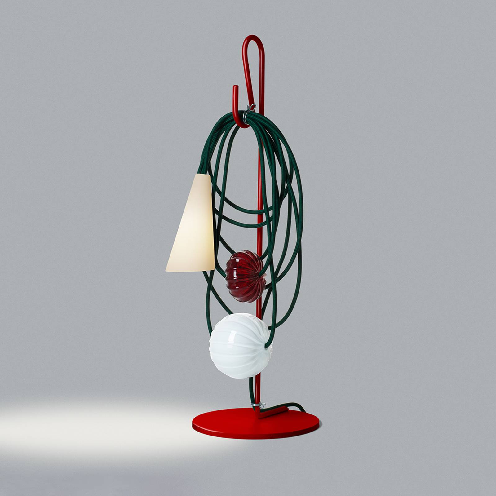 Levné světlo Foscarini Filo LED stolní lampa Levné svítidlo od značky Foscarini červená/bílá/tmavě zelená porcelán/foukané sklo/lakovaný kov/textil