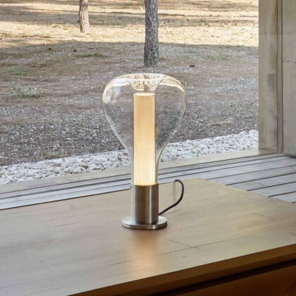 Levné svítidlo od značky LZF LamPS čirá/hliník/slonovina dřevěná dýha/sklo/kov