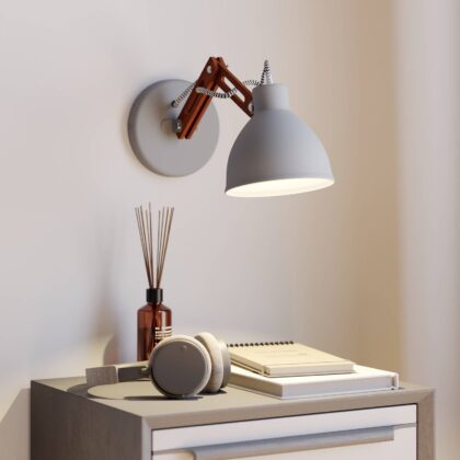 Levné svítidlo od značky Lamkur šedé/tmavé dřevo dřevo/kov