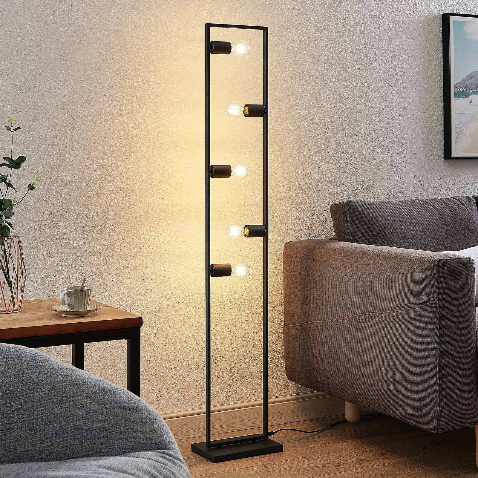Levné světlo Lindby Sherwin stojací lampa Levné svítidlo od značky Lindby pískově černá ocel