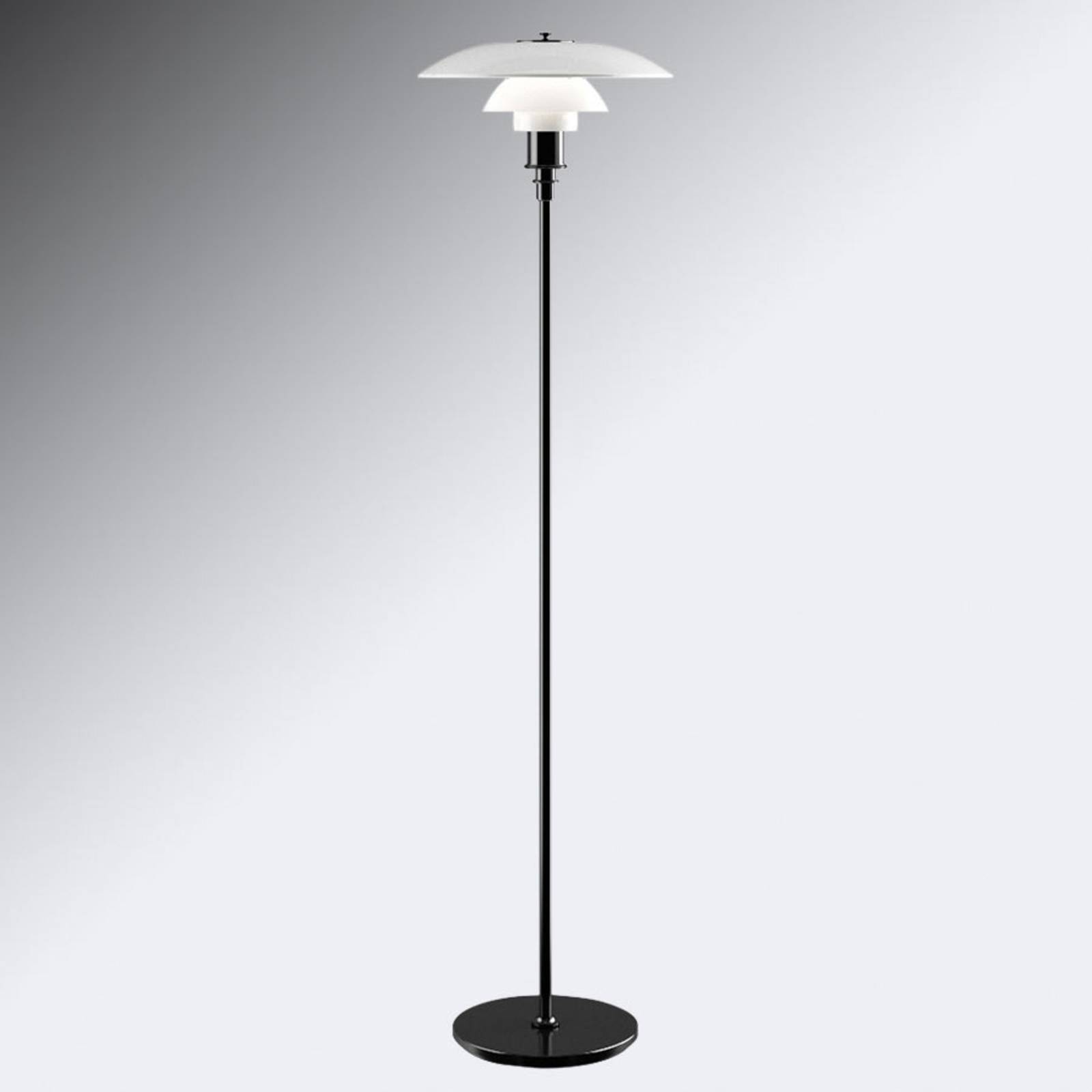 Levné světlo Louis Poulsen PH 3 1/2-2 1/2 stojací lampa černá Levné svítidlo od značky Louis Poulsen bílá opálová mosaz/ocel/sklo