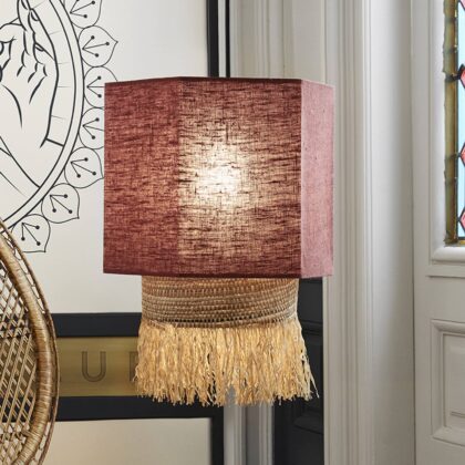 Levné svítidlo od značky MARKET SET červená massala/přírodní béžová lněná textilie/vlákno banánovníku/palmové vlákno (raffia)/textil/kov