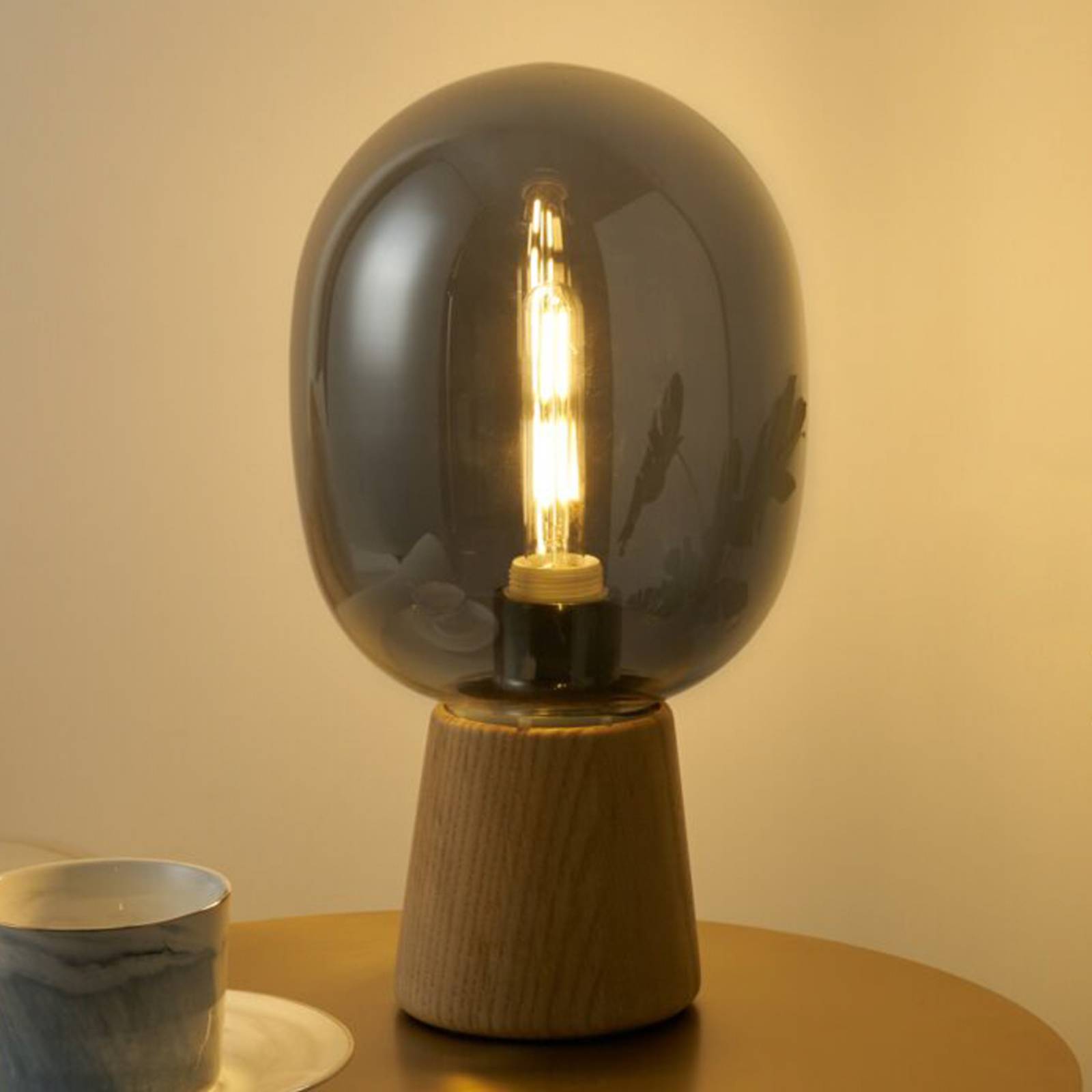 Levné světlo Pauleen Mystical Gleam stolní lampa Levné svítidlo od značky Pauleen tmavé dřevo/kouřově šedá dřevo/sklo