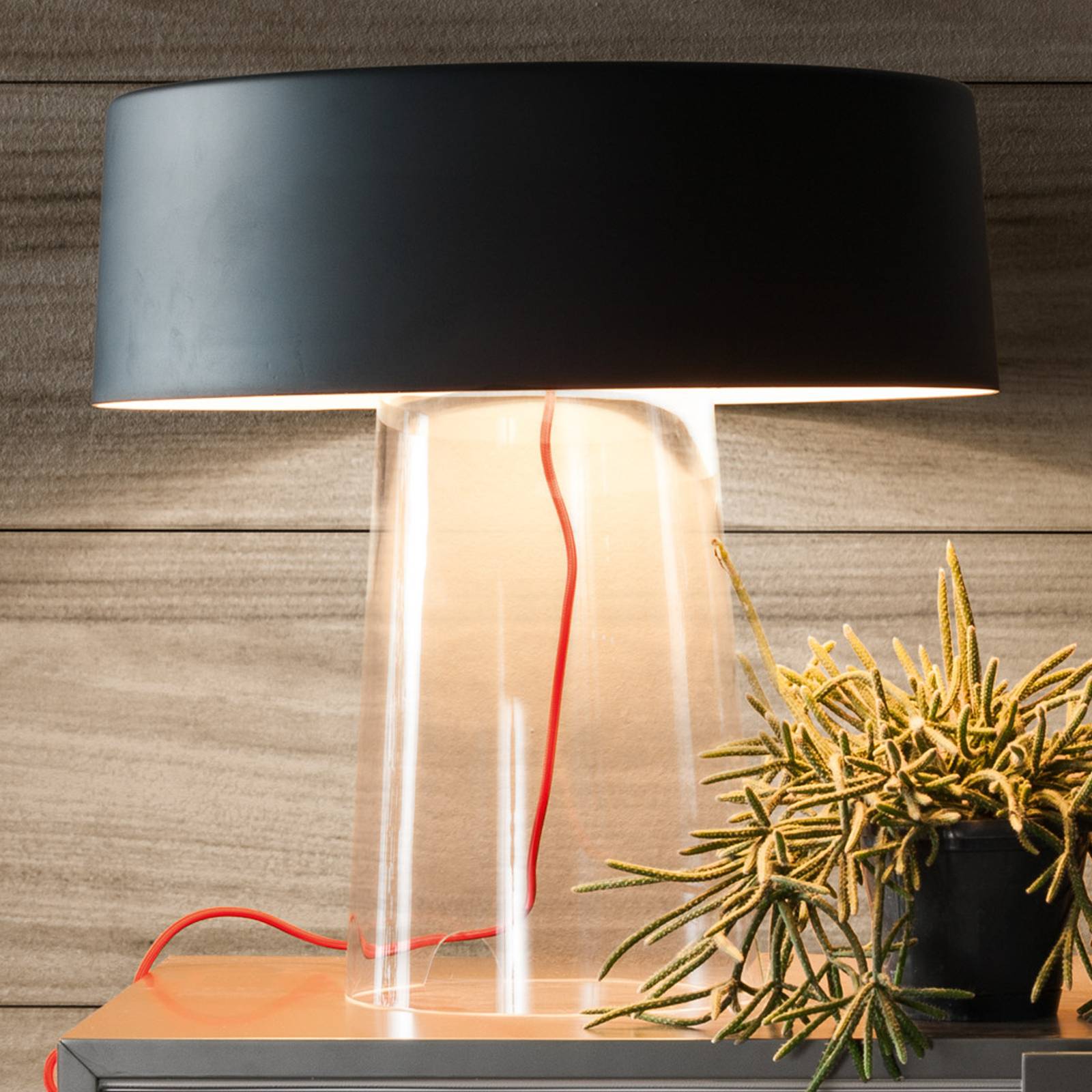 Levné světlo Prandina Glam stolní lampa 48cm čirá/černá Levné svítidlo od značky Prandina transparentní/černý sklo foukané