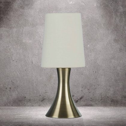 Levné svítidlo od značky Searchlight antická mosaz/bílá ocel/textil