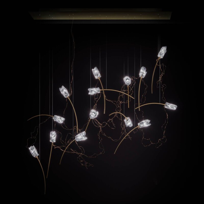 Levné svítidlo od značky Slamp bílá-transparentní/mosaz Lentiflex®/mosaz matná kartáčovaná