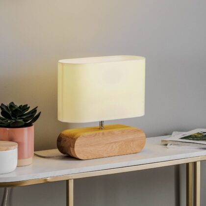 Levné svítidlo od značky Spot-Light ecru/olejovaný dub Textil/dubové dřevo