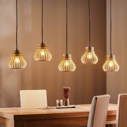 Levné svítidlo od značky TEMAR LIGHTING černá/světlé dřevo ocel/překližka z topolu