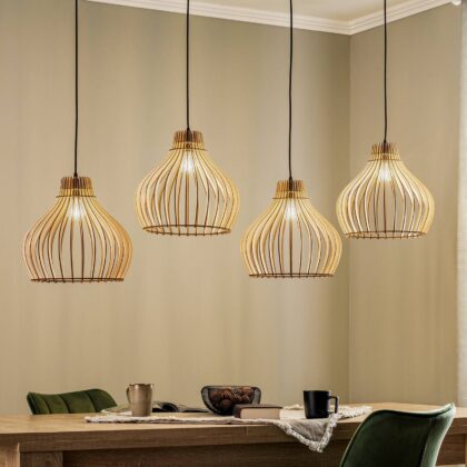 Levné svítidlo od značky TEMAR LIGHTING černá/světlé dřevo ocel/překližka z topolu